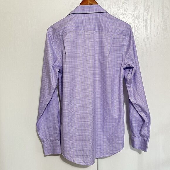 Egara Non-Iron Men’s Purple Dress Shirt 15.5 34/35 Slim Fit Button Long Sleeve - Picture 4 of 8